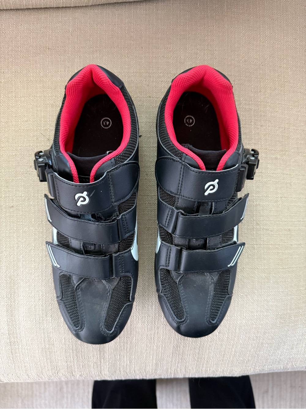 Peloton Cycling Shoes Black Red Delta Cleats Included Men's EU 43 US 10